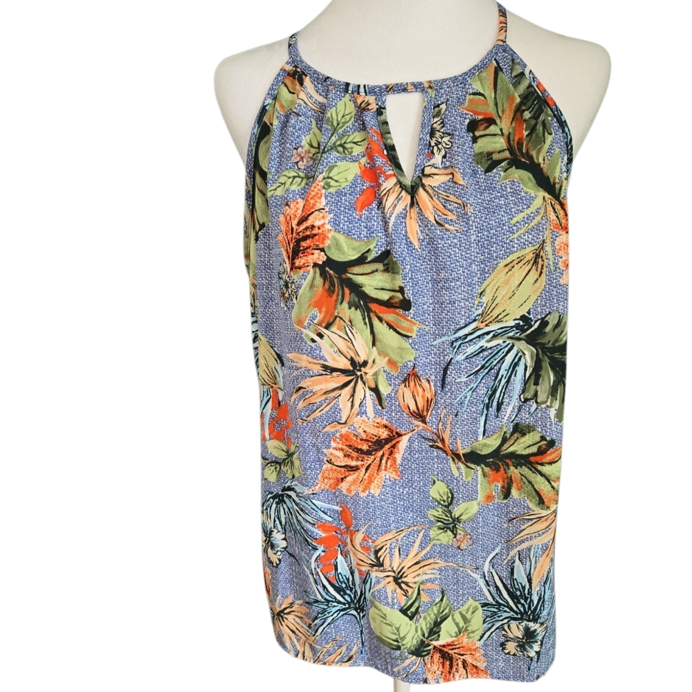 Floral Tank Top - Blue and Orange - Picture 5 of 5